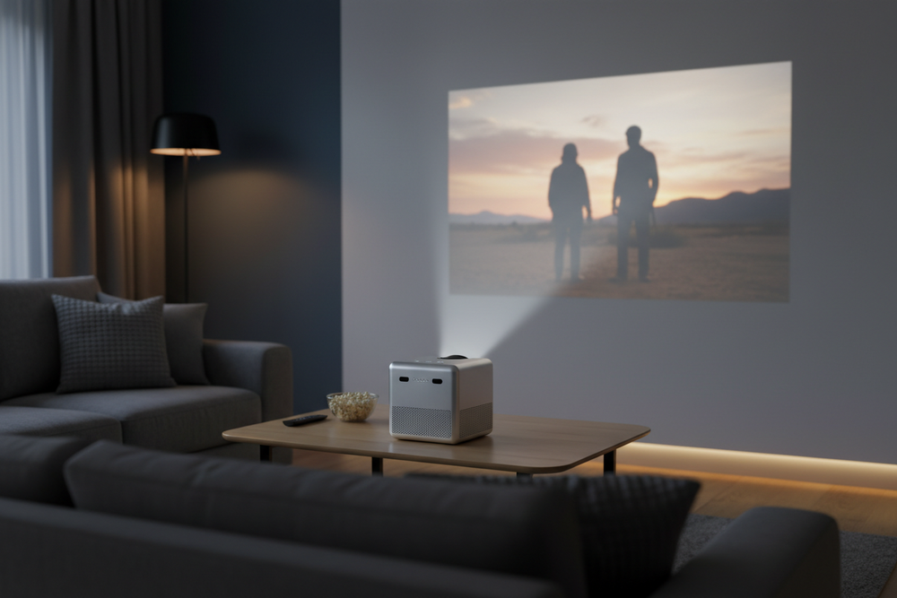 magcube mini projector in use